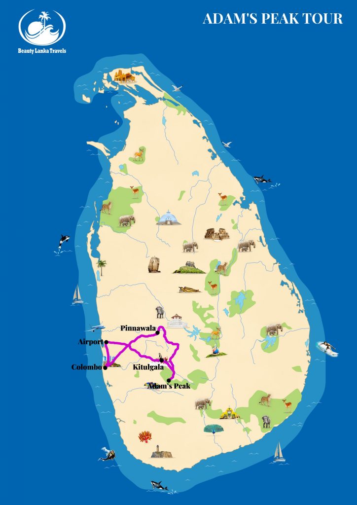 ADAM'S PEAK TOUR map